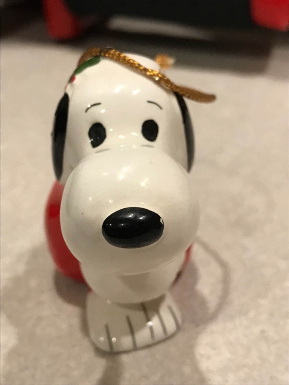 Ceramic Vintage ‘77 Snoopy Santa Toys Christmas Ornament by UFS Japan Nice Cond